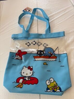 Hello Kitty Blue Clear-Top Beach Tote Boat Scene Sanrio Loot Crate New